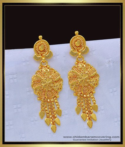 ERG1160 - New Flower Design Gold Covering Dangler Earrings for Daily Use