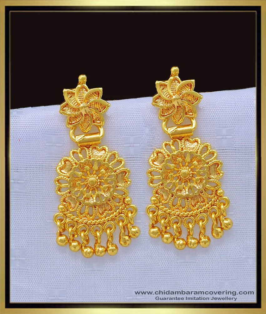 Buy Real Gold Design Single White Stone Earrings South Indian Jewellery