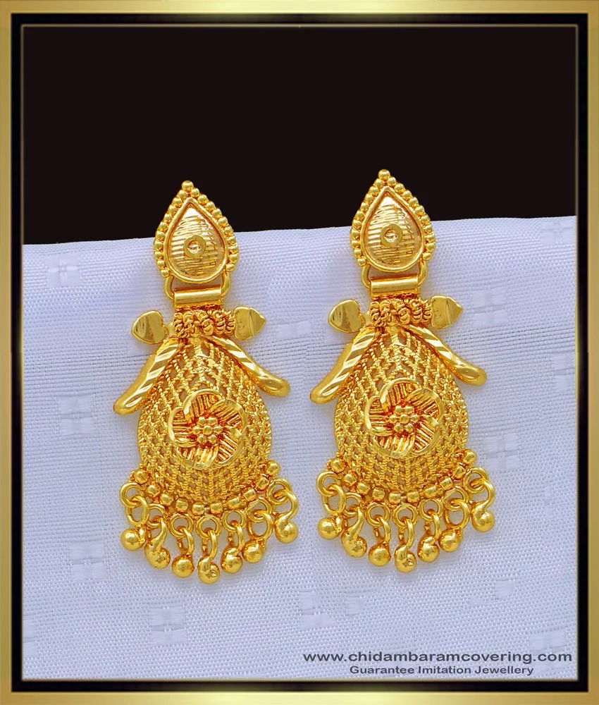 Red Green Stones Traditional One Gram Micro Gold Plated Earrings For G –  Simran Jewellery