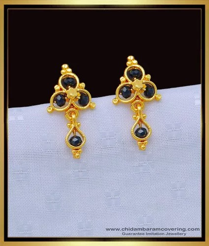 MAHIMAFASIONS gold plated black beads daily use stud earrings