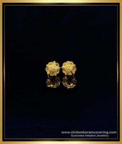 ERG1178 - Traditional Gold Five Petal Flower Design Daily Wear Small Stud Earrings