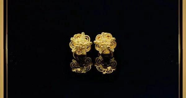 Stud Gold Earring Designs Small earrings With Weight And Price || Shridhi  Vlog - YouTube