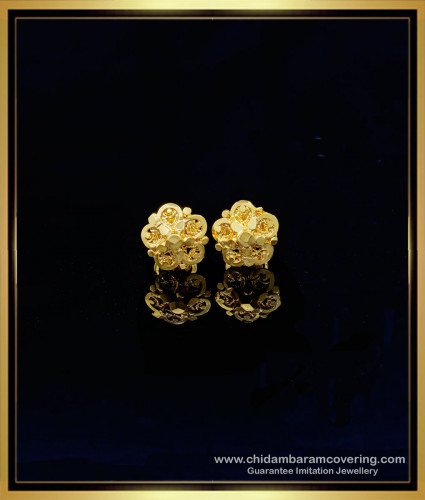ERG1179 - One Gram Gold Flower Design Daily Wear Small Earrings Online