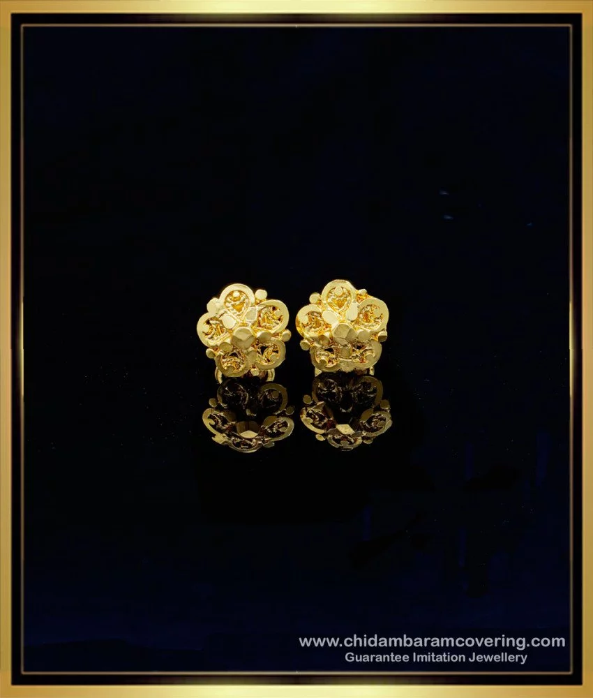 Buy One Gram Gold Flower Design Daily Wear Small Earrings Online