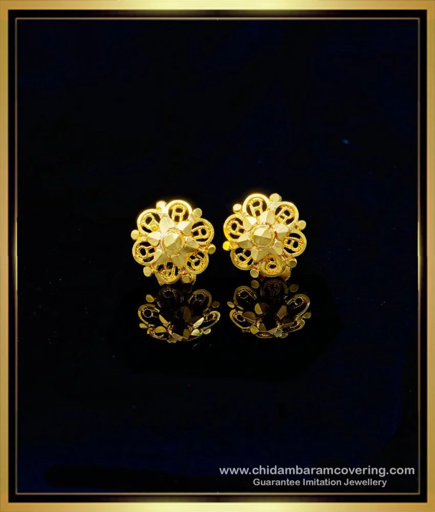 22Kt Plain Gold Earrings 2430 Grams Gold Ear Tops  Mohan Jewellery