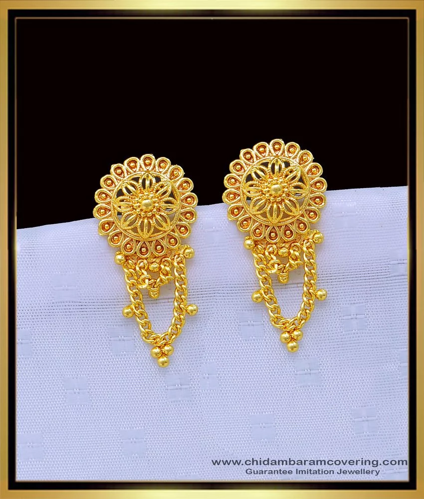 Buy Latest Flower Design Gold Plated Light Weight Earrings Best ...
