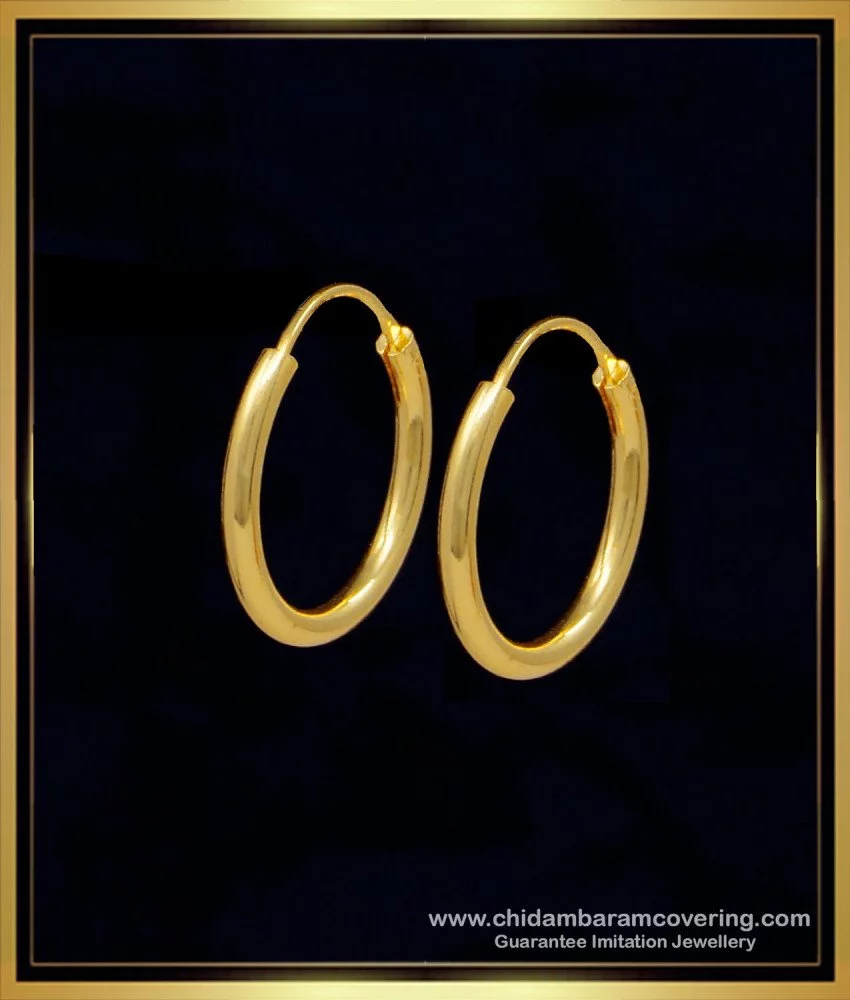 defect financieel Gesprekelijk Buy 1 Gram Gold Guaranteed Jewellery Plain Gold Ring Design Hoop Earrings  for Women