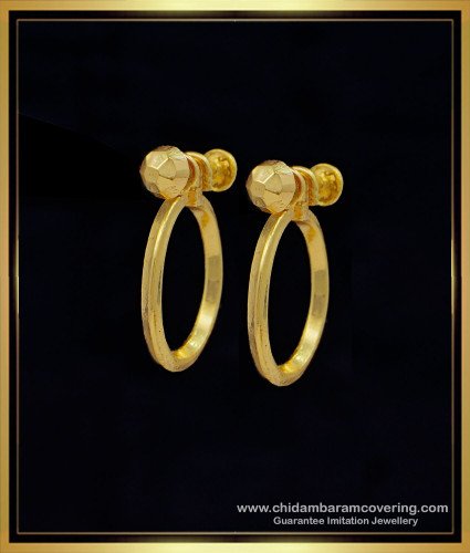 ERG1212 - Simple Daily Use Gold Plated Screw Back Gold Design Bali Earrings Online
