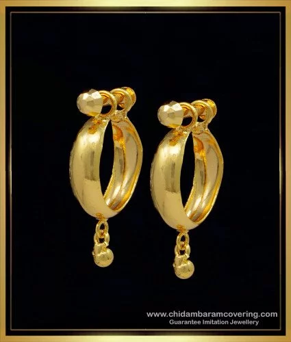 1 Gram Micro Gold Plated Traditional Handmade NON-MINA Flower Work Medium  Size Pasha Copper Stud Earring for Women & Girls