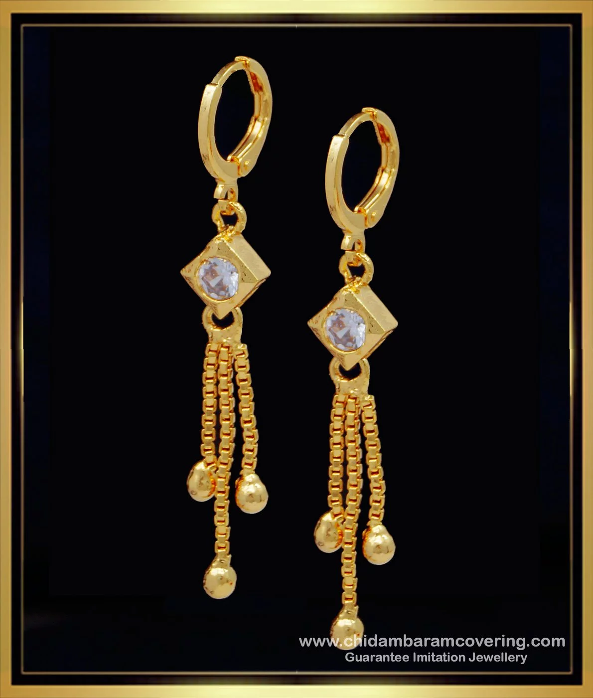 Buy Elegant White Stone Gold Earring Design One Gram Gold Bali