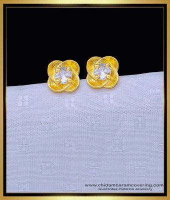 ERG1336 - New Model Party Wear Flower Design White Stone Earrings for Girls   