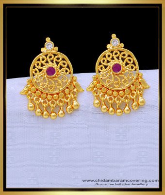 ERG1368 - New Model Single Stone Daily Wear Stud Earrings Gold Plated Jewellery 
