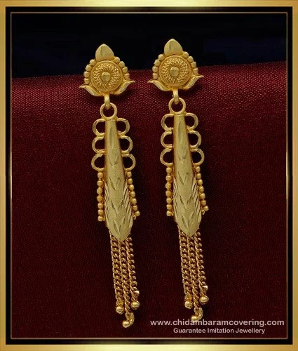 Jimikki Kammal Fascinating Gold Jhumka Design Bridal Long Earrings J19301A