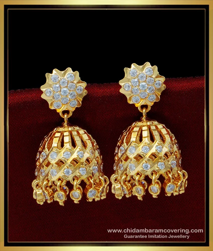 Discover 118+ white stone jhumka earrings super hot