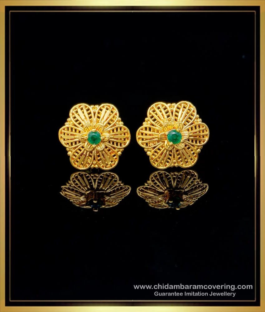 Kerala Traditional Palakka Stone Gold Stud Earrings Shop Online ER3935