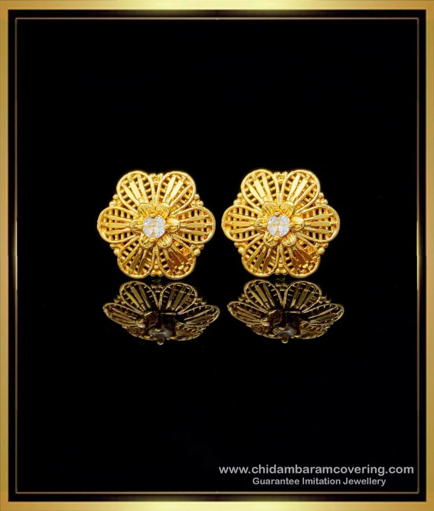 Buy Elegant Flower Design Light Weight One Gram Gold Earrings for Girls