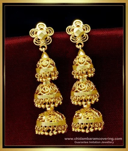 Traditional Pearl Earrings In 22K Gold - Lagu Bandhu