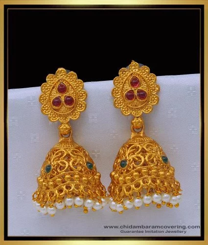Buy First Quality Gold Design Hanging Chain Jhumka Earing One Gram Gold  Jewellery