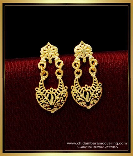 ERG1528 - Latest Light Weight Simple Daily Use Gold Earrings Designs for Women