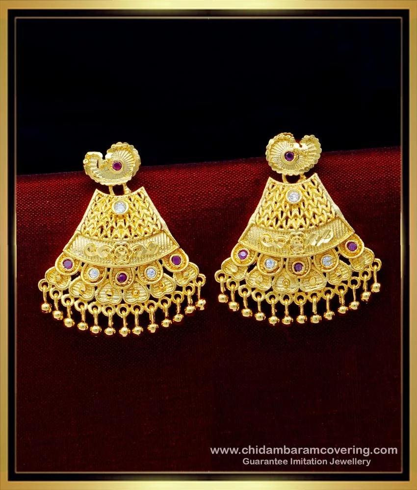 Buy Peacock 22k Gold Stud Jhumki Earrings , Handmade Yellow Gold Earrings  for Women, Vintage Antique Design Indian Gold Earrings Jewelry Online in  India - Etsy | Gold earrings models, Gold earrings