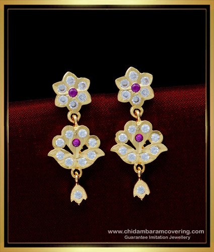 ERG1541 - Panchaloha Daily Wear Impon Dangle Earrings Gold Plated Jewellery 