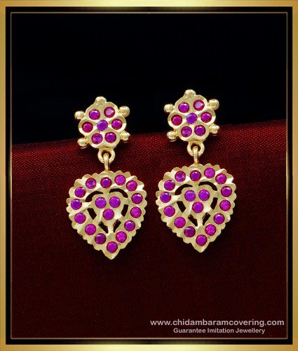 ERG1543 - One Gram Gold Daily Use Small Size Impon Ruby Earrings for Girls