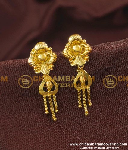 ERG192 - Buy Floral Design Gold Finish Party Wear Earrings Design for Girls