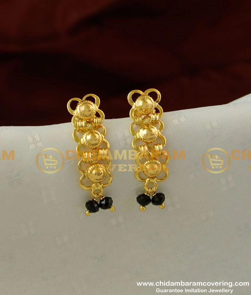 18K Gold Color Fancy Pearl Drop CZ Diamond Earrings | American Diamond –  Indian Designs