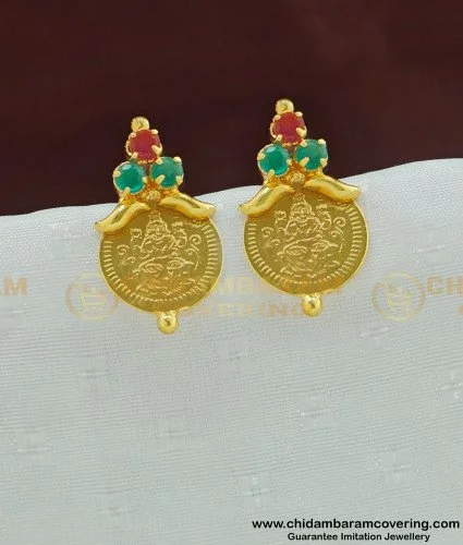 Bhima Jewellers 22k (916) Yellow Gold LAKSHMI WHITE STONE STUDS Stud  Earrings for Women : Amazon.in: Fashion