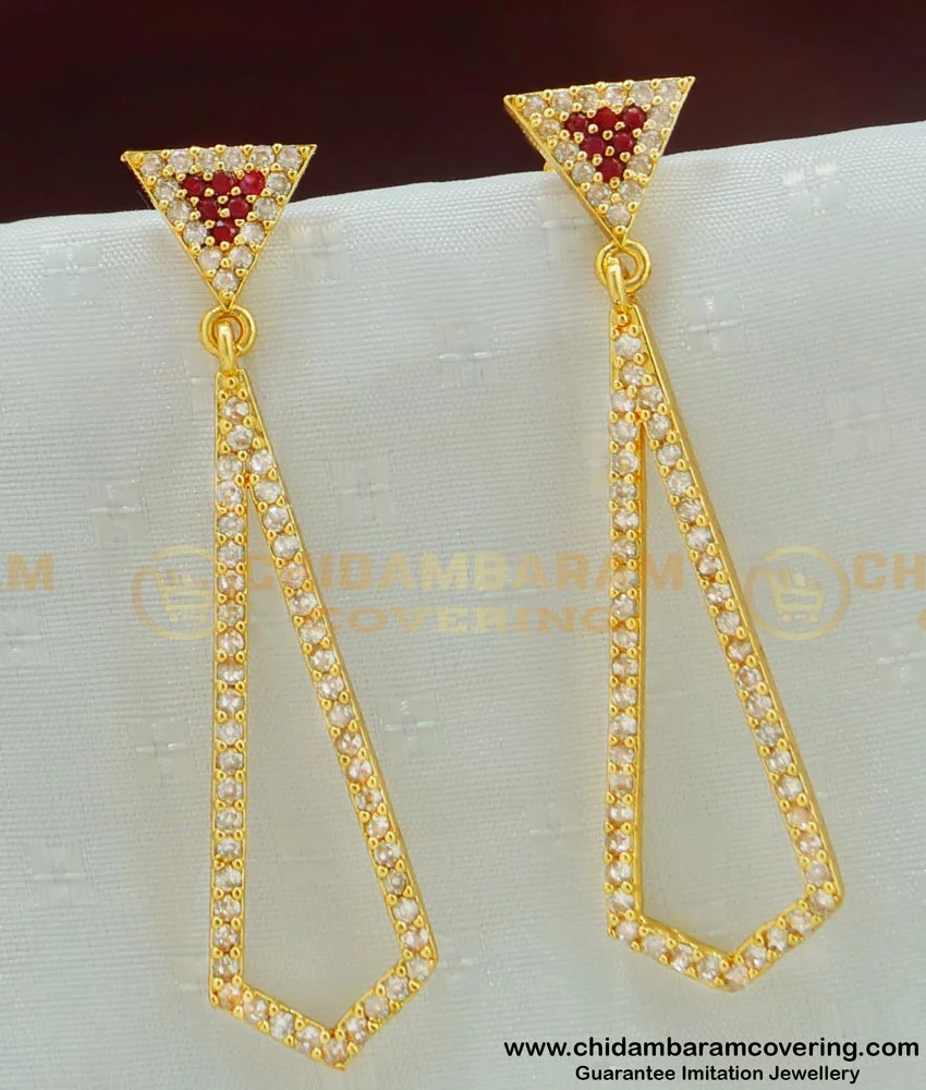 Sparkling Rose Gold American Diamond Earrings Latest Earring Designs -  Abdesigns – Abdesignsjewellery