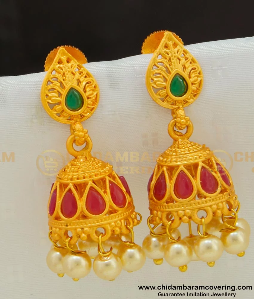 Yellow Chimes Traditional Jhumki Earrings Temple Jewellery Oxidized –  YellowChimes