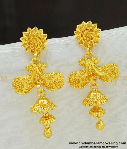 Buy One Gram Gold New Model Light Weight Women Gold Earrings Design