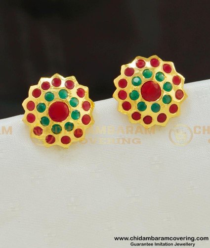 ERG554 - Beautiful High Quality Impon Multi Stone Earring Gold Plated Jewelry for Women