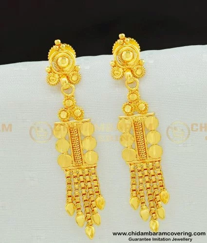 Yellow 18K Gold Feather Dangle Earrings | Dangly Gold Earrings | Cadar –  CADAR