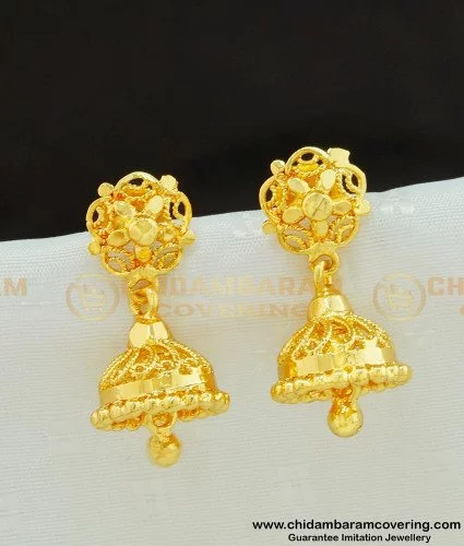 Buy One Gram Gold Plated Ruby Jhumka Design Gold Earrings