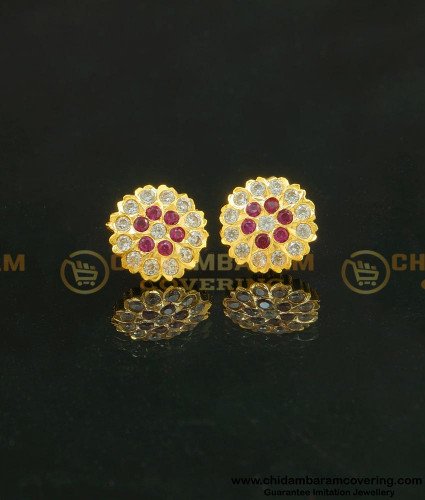 ERG621 - Gold Design Impon Flower Design Stone Studs Earring for Women