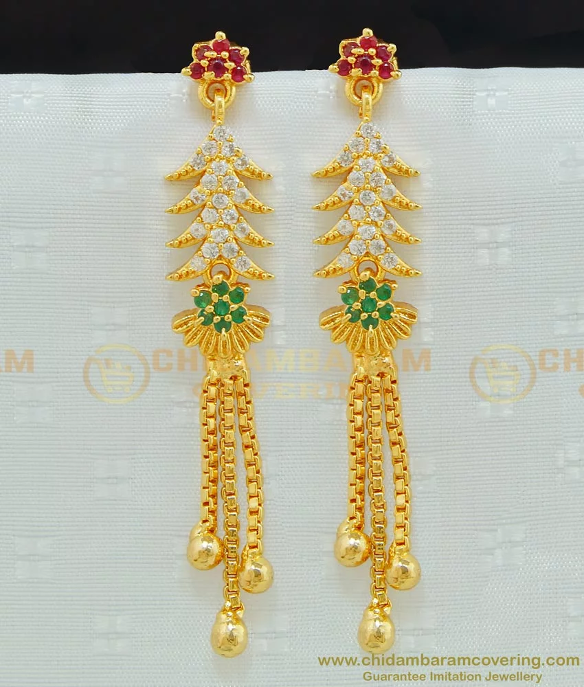 Traditional Regal Gold Long Drop Earrings