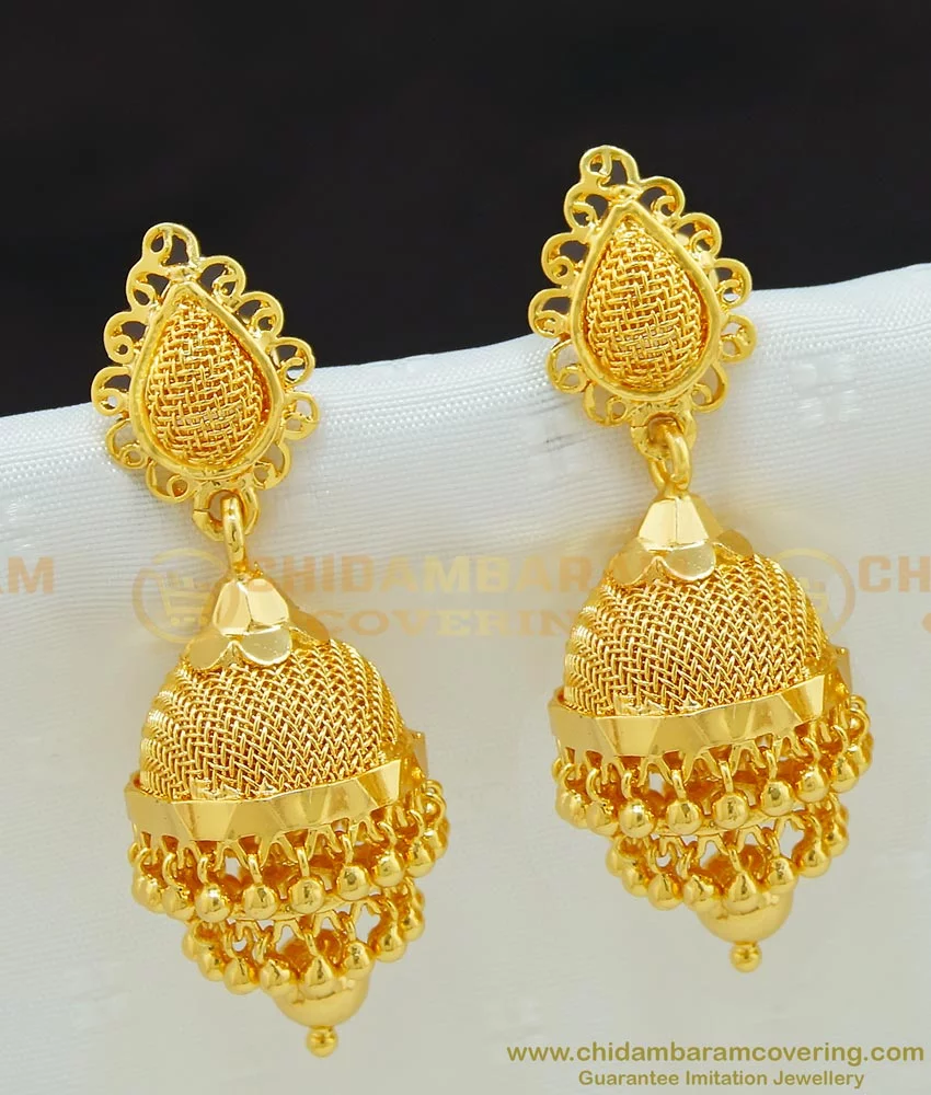 Buy Stunning Gold Double Layer Hanging Golden Beads Jhumka Earing ...