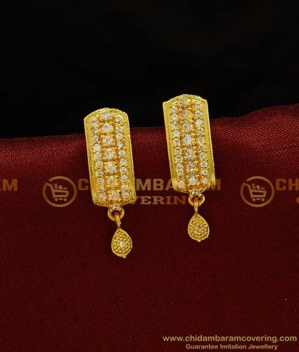 J Type Sparkling AD Ruby Stones Gold Inspired Fancy Earrings For Ladies  Party Wear ER1337