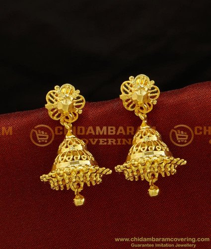 ERG730 - Beautiful New Gold Pattern Double Step Type Jhumkas Earring for Women