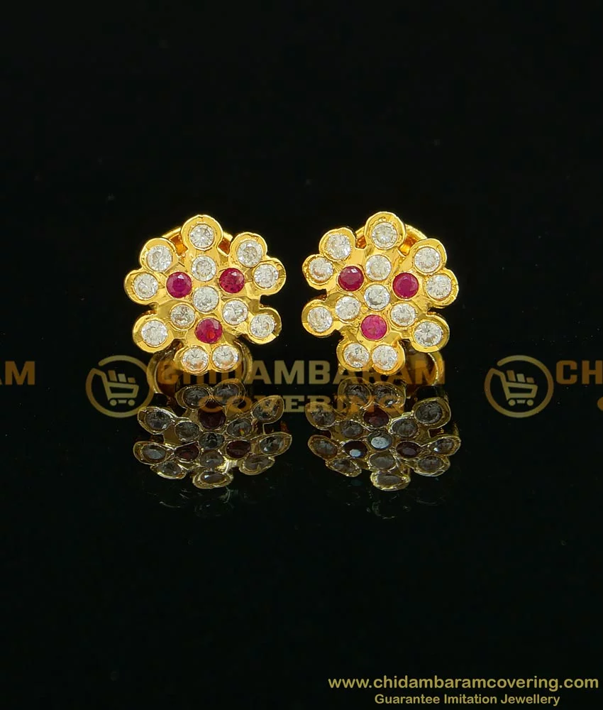 Real Diamonds Round Multi Colour Natural Gemstone Flower Stud Earrings,  Weight: 5 Grams at Rs 38000/pair in Jaipur