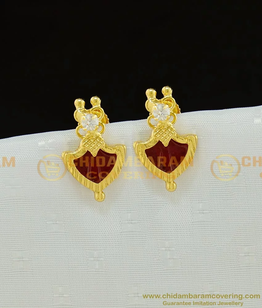 Buy Kids Gold Earring 1 Gram Gold Black Crystal with Ad Stone Small Earrings  for Baby Girls
