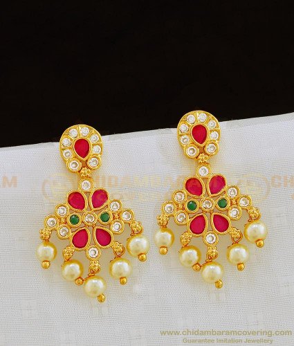 ERG820 - Trendy New Design Stone with Hanging Pearl Earring Imitation Jewellery 