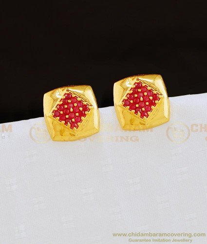 ERG835 - New Pattern Attractive Ruby Stone Big Square Stud Earrings for Female 