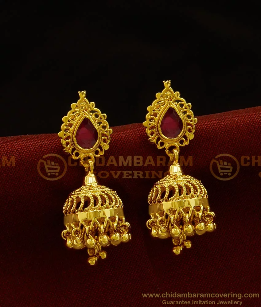 Antique Gold Plated Jhumka - Mata Payals Exclusive Silver Jewellery