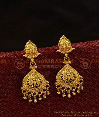 ERG903 - Simple Daily Wear Dangler Gold Covering Earrings Imitation Jewellery Online 