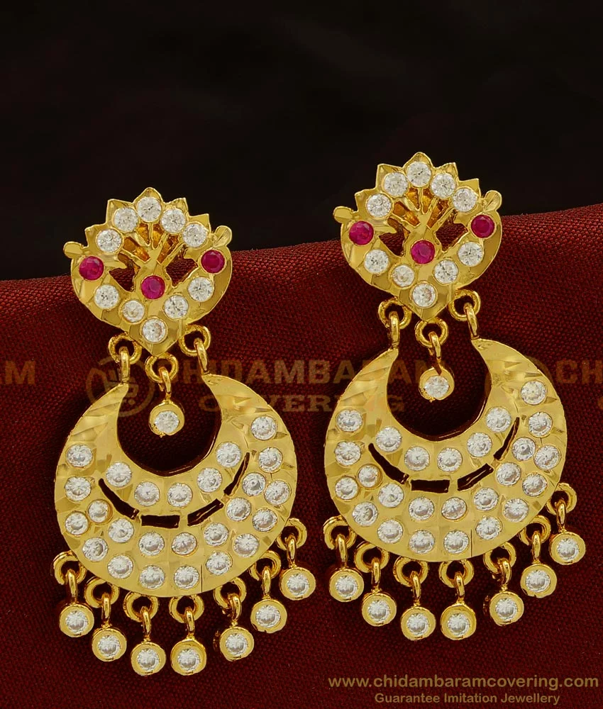 22k Gold Chand Bali Earrings - ErFc27202 - US$ 1,749 - 22K Gold Chand Bali  earrings. Earrings are designed with filigree work and machine cut work  which ad