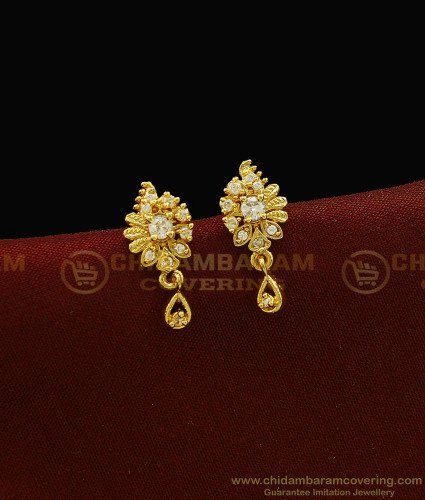 ERG917 - Sparkling White Stone Small Gold Plated Stud Earrings Online