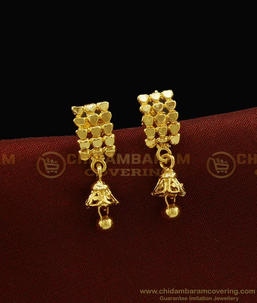 Plain Curve Design Gold Stud Drops 01-02 - SPE Gold-Chennai
