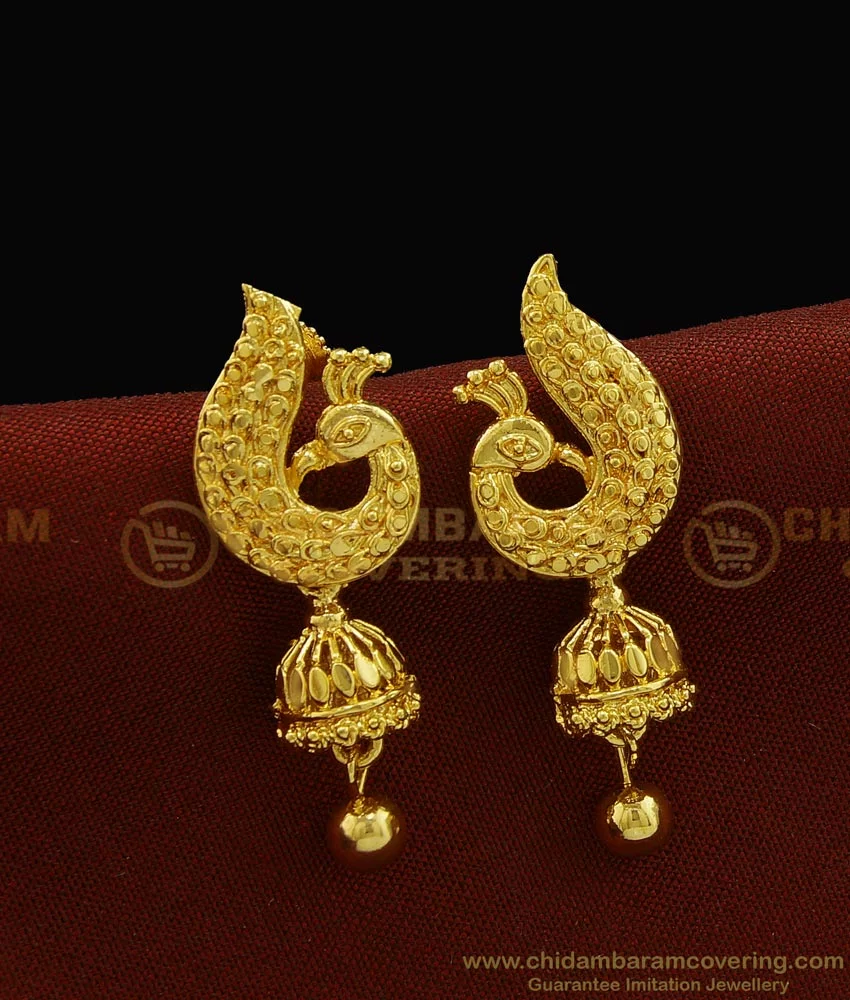 Peacock Design Forming Gold Earrings Enamel Painted Danglers Shop Online  ER3623